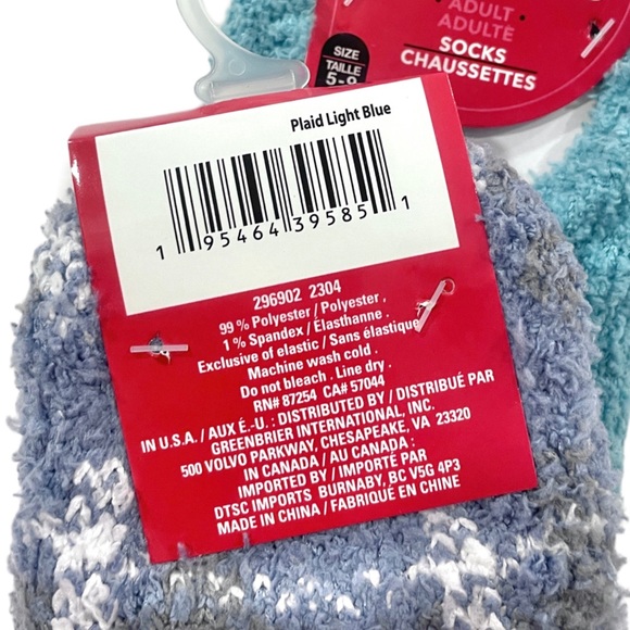 🎁 SNUGADOO Soft Fuzzy Non-Slip Adult Socks Blue Plaid & Green Stripes Set NWT - Picture 4 of 5